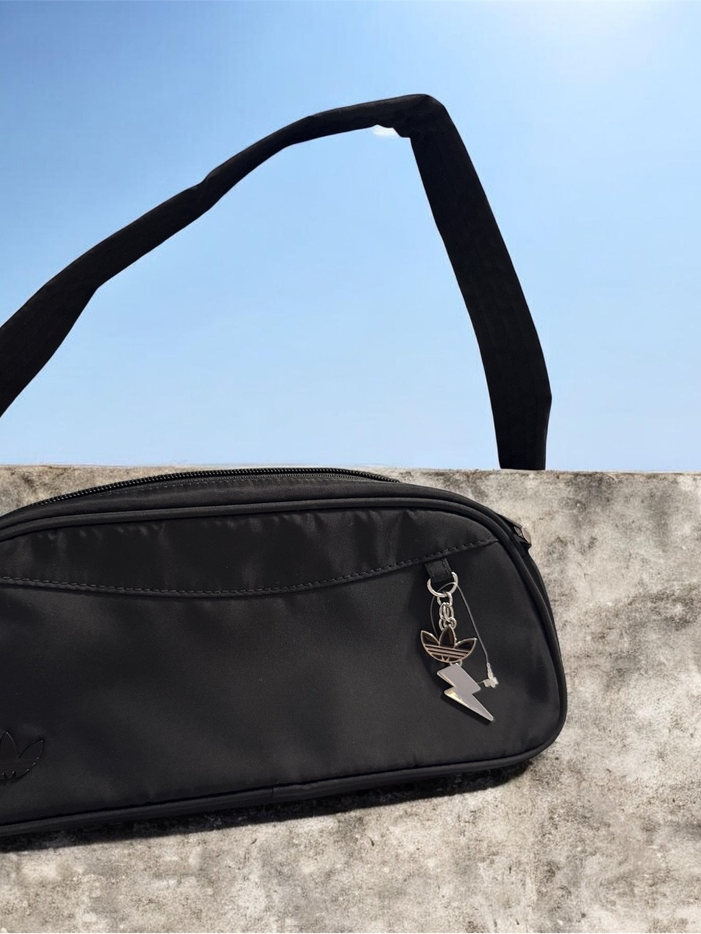 Adidas  Black Belt Bag with Lightning Charm